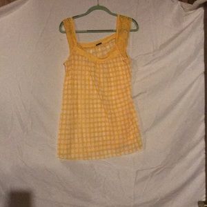 Yellow and white polka dot tank top